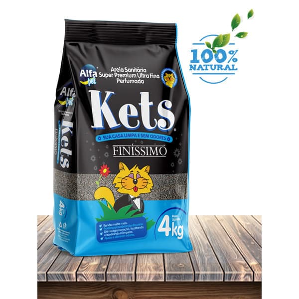 Alfa Pet Areia Higiênica Kets Super Premium Finíssima para Gatos - 4Kg