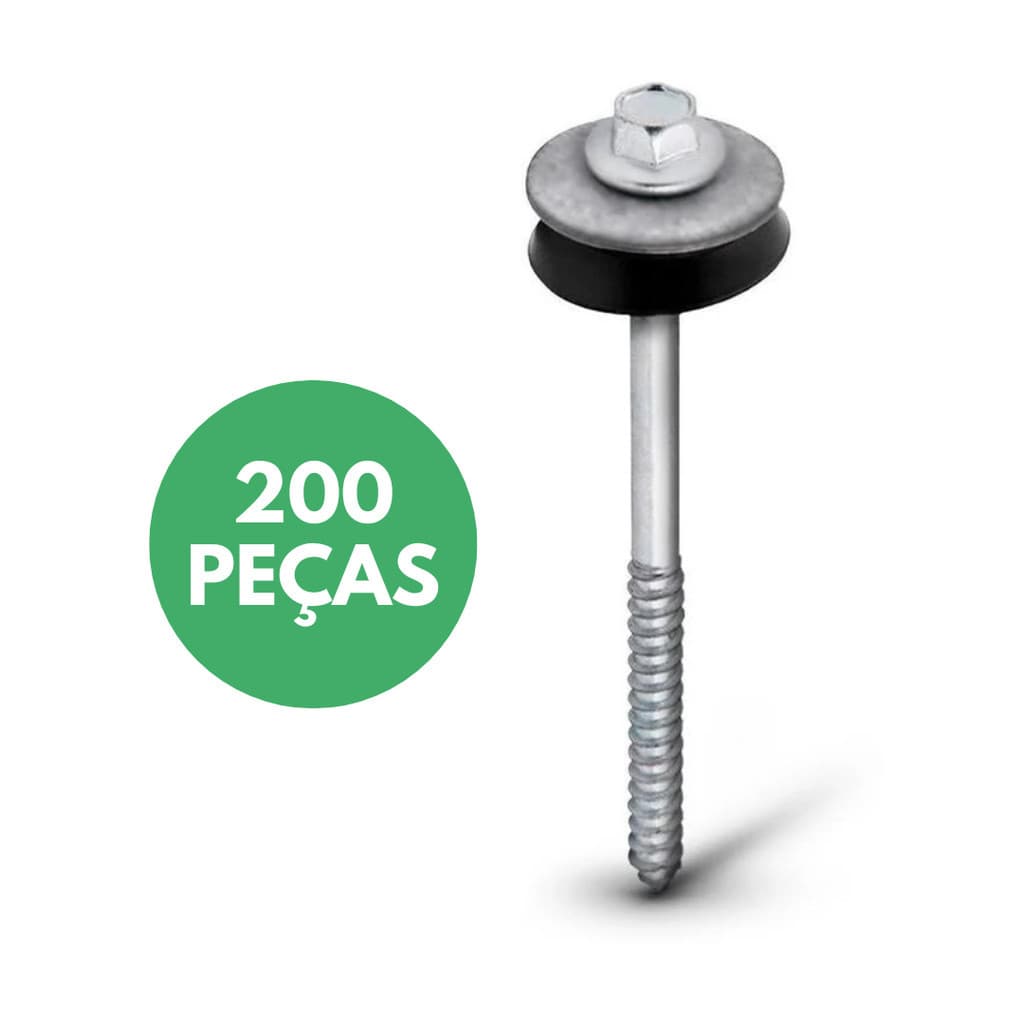 Parafusos Telheiro com Arruela Kit Completo 200 Peças 5/16x110mm Daja Pratic Telhado Fibrocimento