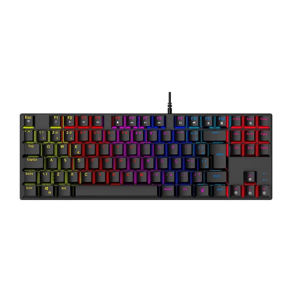 Teclado Gamer Mecânico Royal Cross TKL Blue Switch ABNT2 RGB Preto Warrior - TC312
