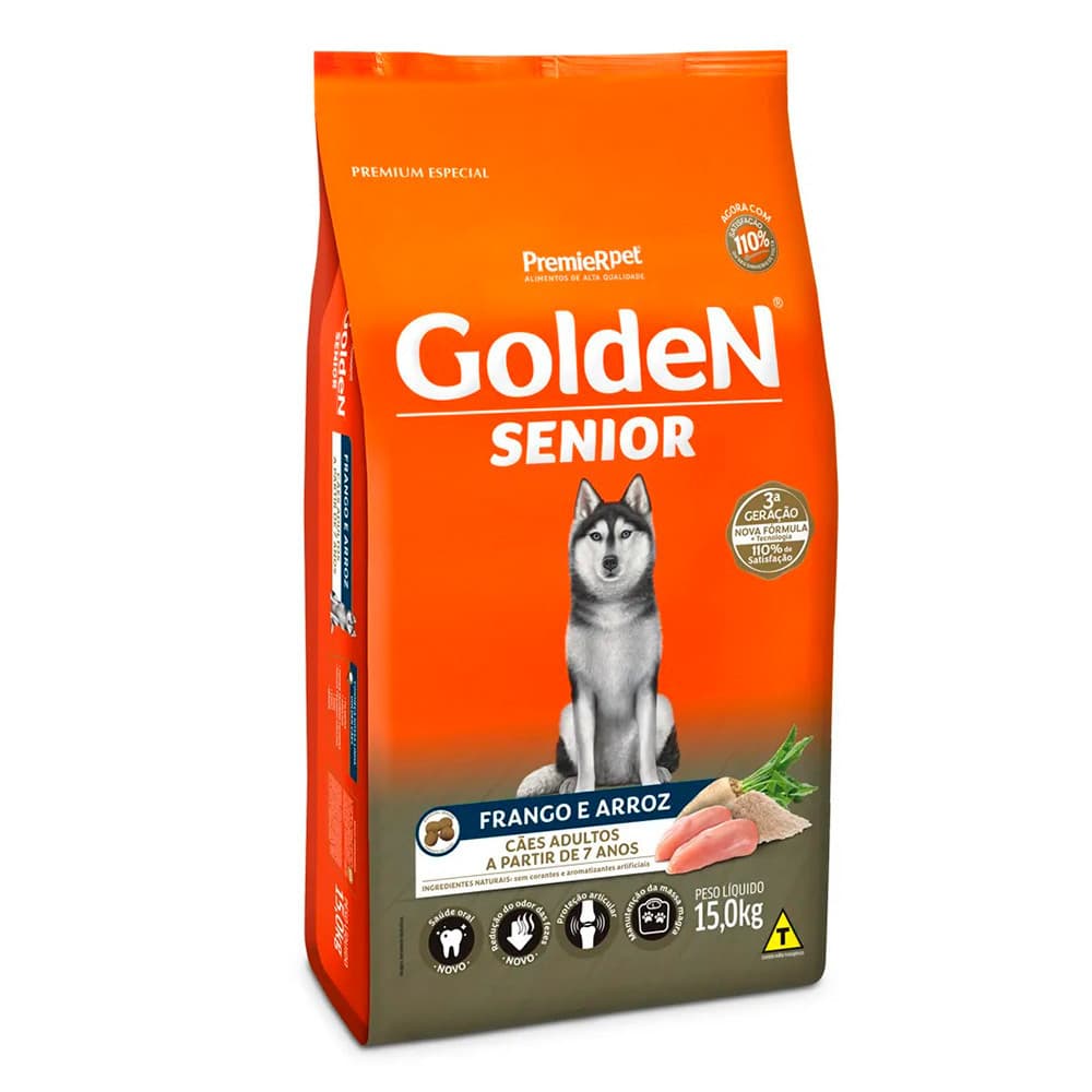 Ração Premier Golden Fórmula Cães Sênior +7 Anos Frango e Arroz 15kg