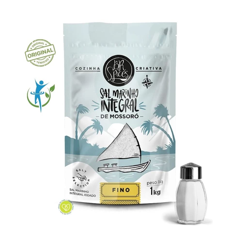 Sal Marinho Integral de Mossoró Fino 1Kg - BrSpices