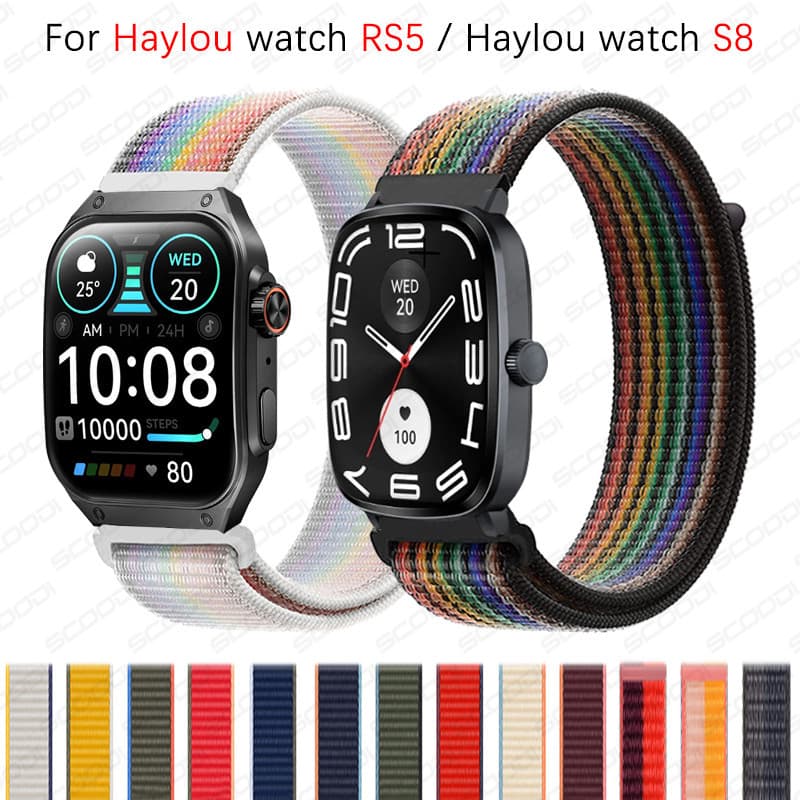 Pulseira De Nylon Tecido Para Relógio Haylou RS5/S8 Smart Watch Wearable Wrist Bracelet