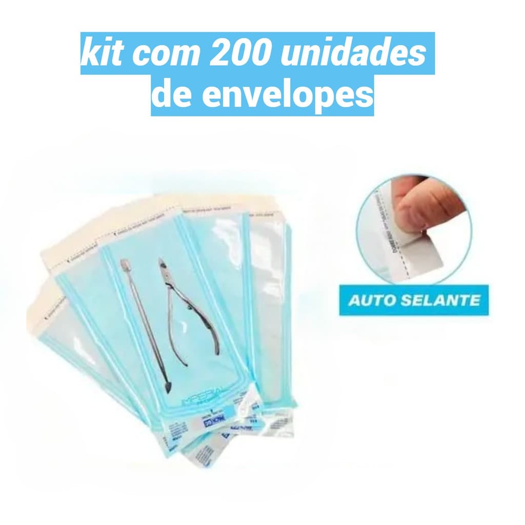 Kit De Envelope Auto Selante Para Esterilização 9cmx23cm c/200 Unidades