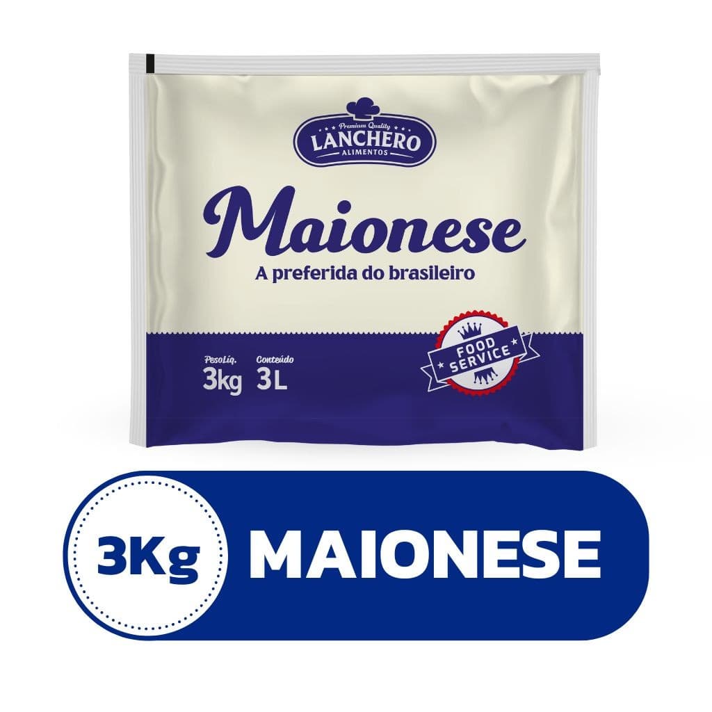 Maionese Tradicional Lanchero 3kg Bag Cremosa Profissional para Lanches Hamburgueria Food Service