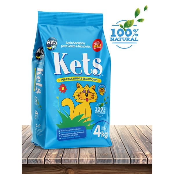 Alfa Pet Areia Sanitária Kets Azul Para Gatos - 4Kg