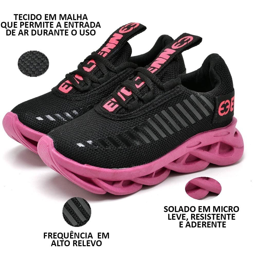 Tênis de Criança Menina Menino Primeiros Passos Confortável Escola Pink Promoção Imperdível