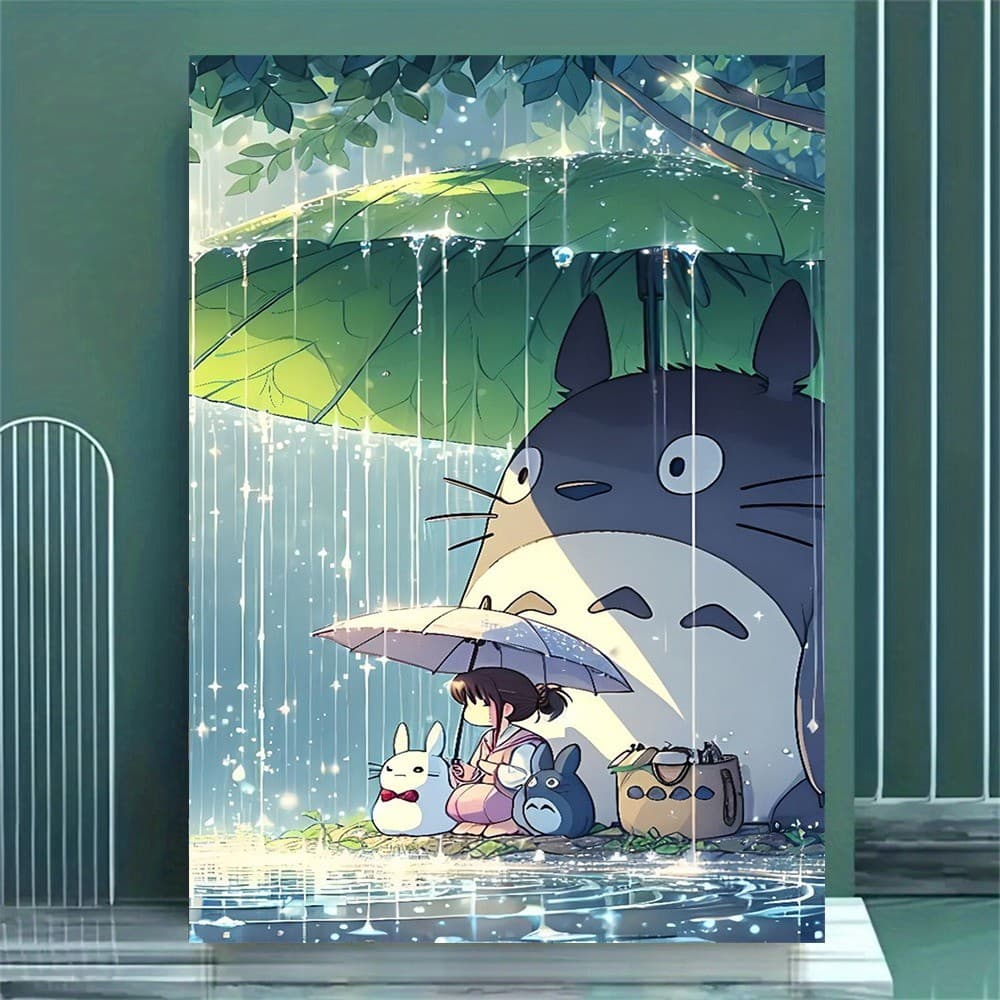 Um Conjunto Anime Meu Vizinho Totoro Padrão Kit De Pintura De Diamante , DIY 5D Mosaico Em Tela Fazendo Artesanato Para 