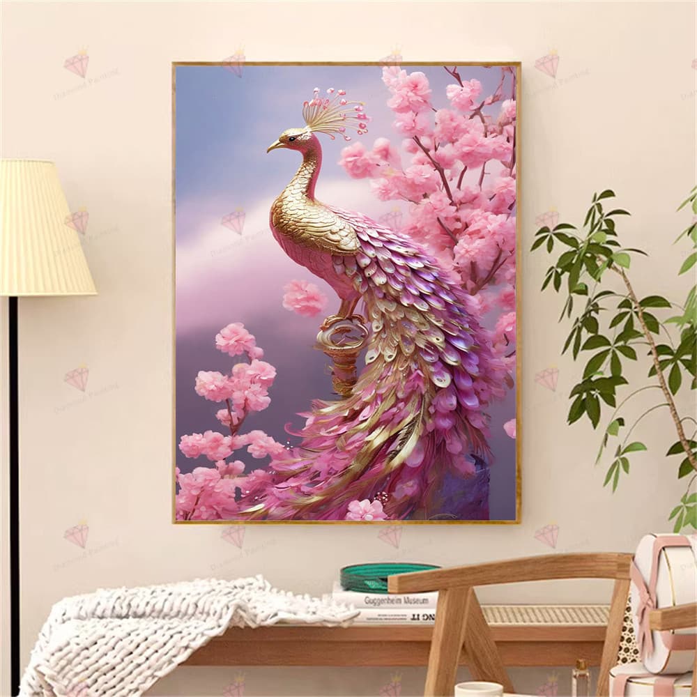 Um Conjunto De Kit De Pintura Diamante Padrão Pavão , DIY 5D Mosaico Em Tela Fazendo Artesanato Para Arte De Decoração D