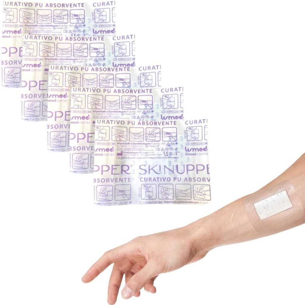 Kit 5 Curativos De PU Absorvente Skinupper 7,2x5cm Similar Opsite E Tegaderm