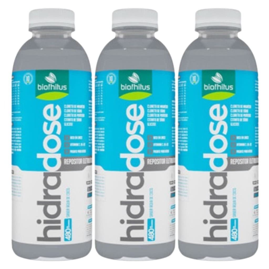 Kit 3 Hidradose Água de Coco Repositor Eletrolítico 480mL Biophitus