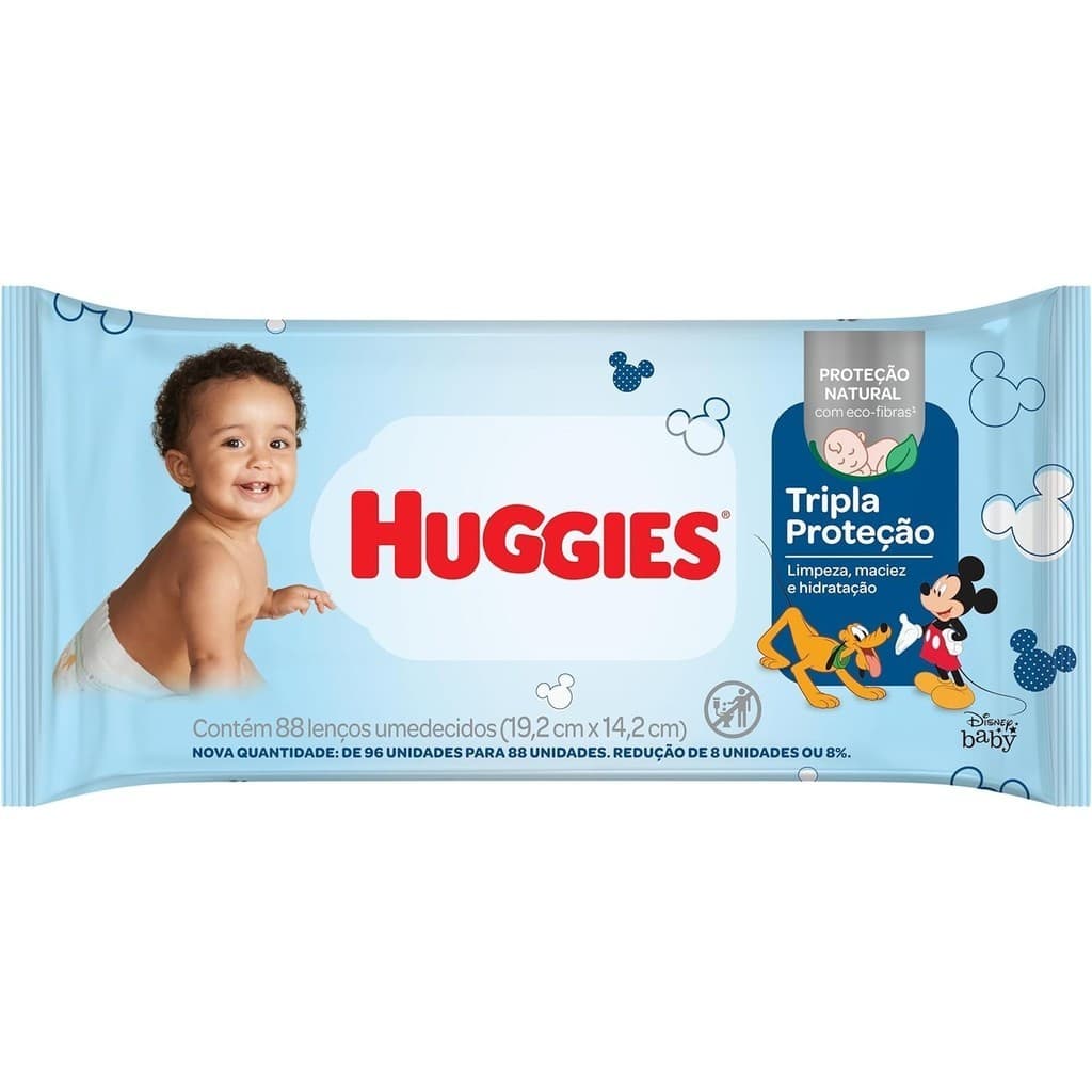 Huggies Lenço Umedecido Tripla Proteção Limpeza Maciez e Hidratação 88Uni