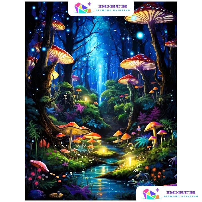 DOBUR | Conjunto De Pintura Diamante Cogumelos Florestais 5D DIY Redondo/Quadrado Completo Broca Lona Com Número Artesan