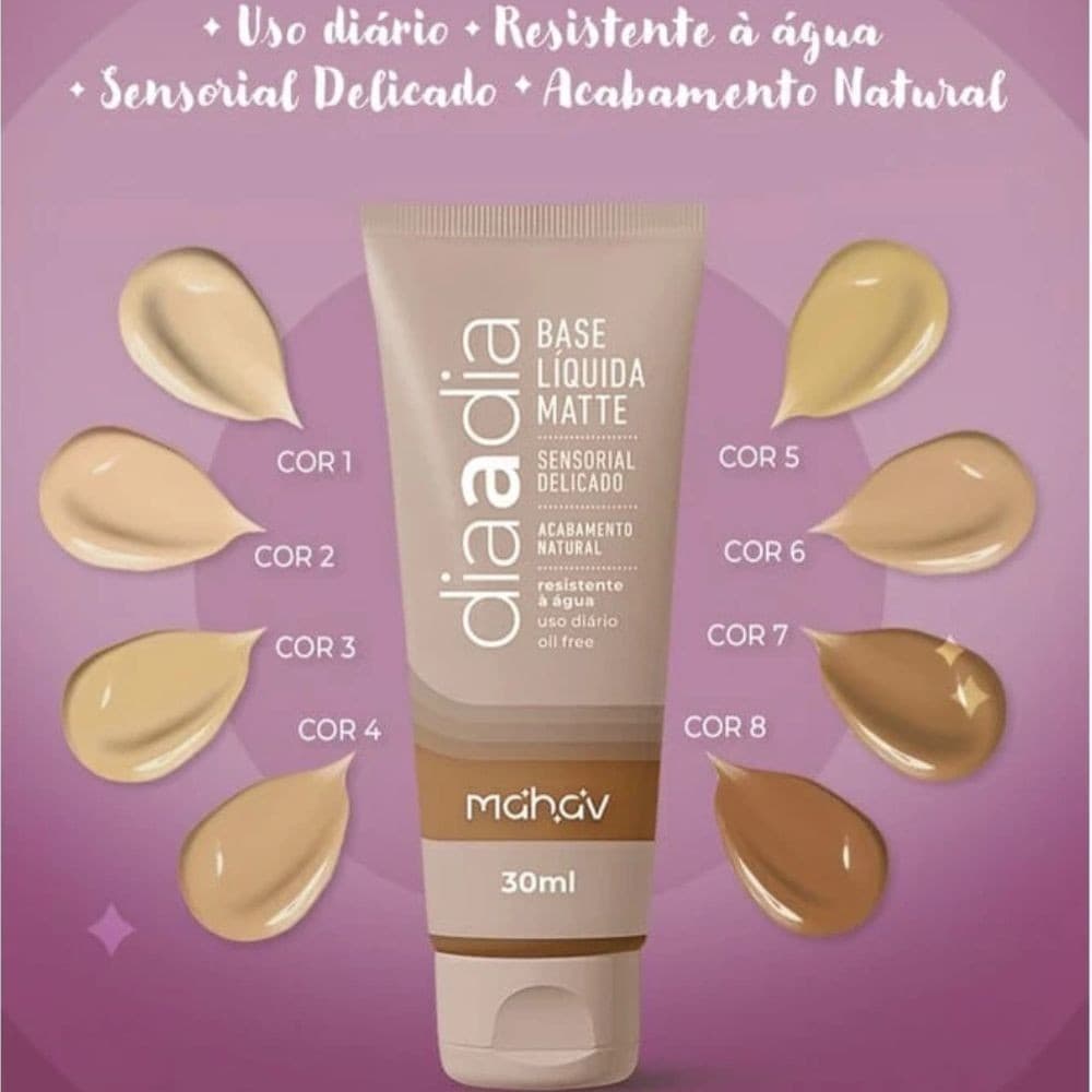 Base Líquida Matte Mahav Dia a Dia Cobertura Natural Vegana