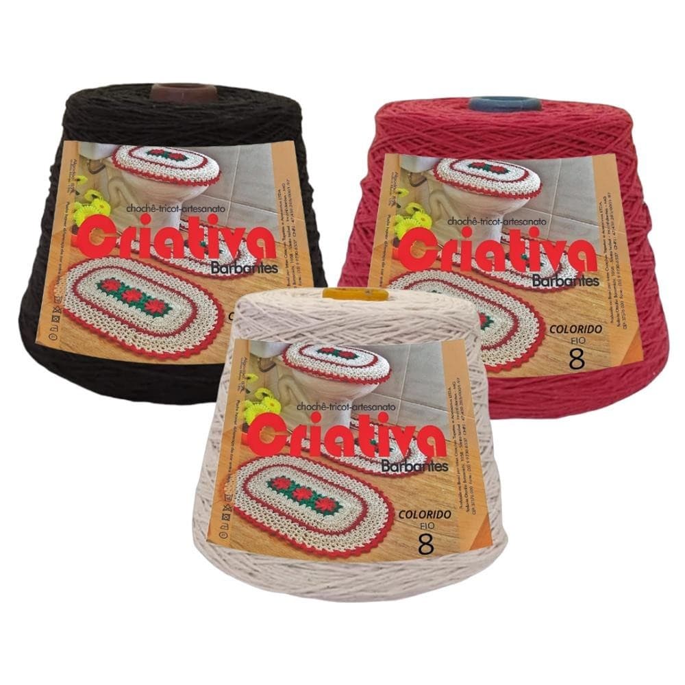 Barbante Para Crochê Criativa 1Kg Fio Número 8 Colorido