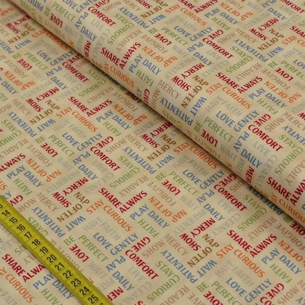 Tecido Estampado para Patchwork - Gatos Travessos: Palavras (0,50x1,10)