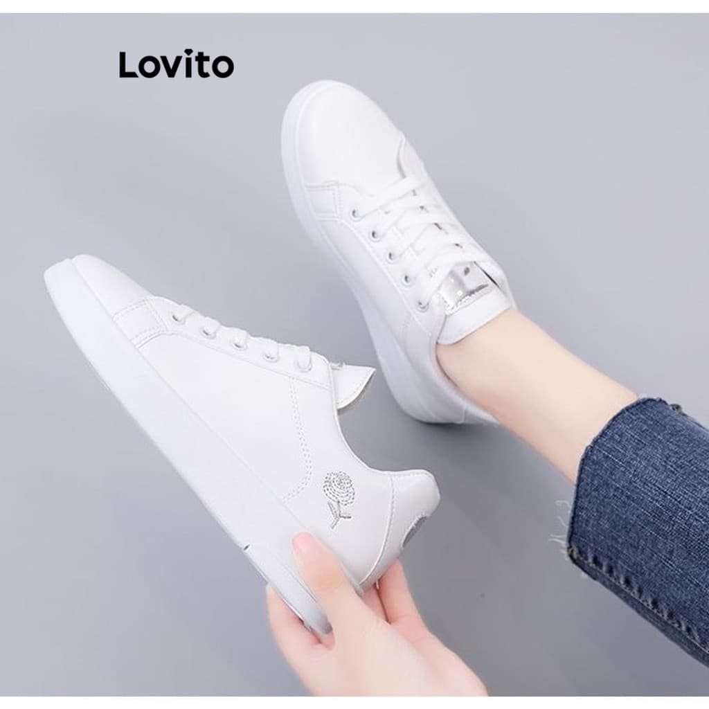Tênis Esportivos Sapatos Brancos Lisos Versátil Simples Tênis De Correspondência Diária Para Mulheres LFA60359