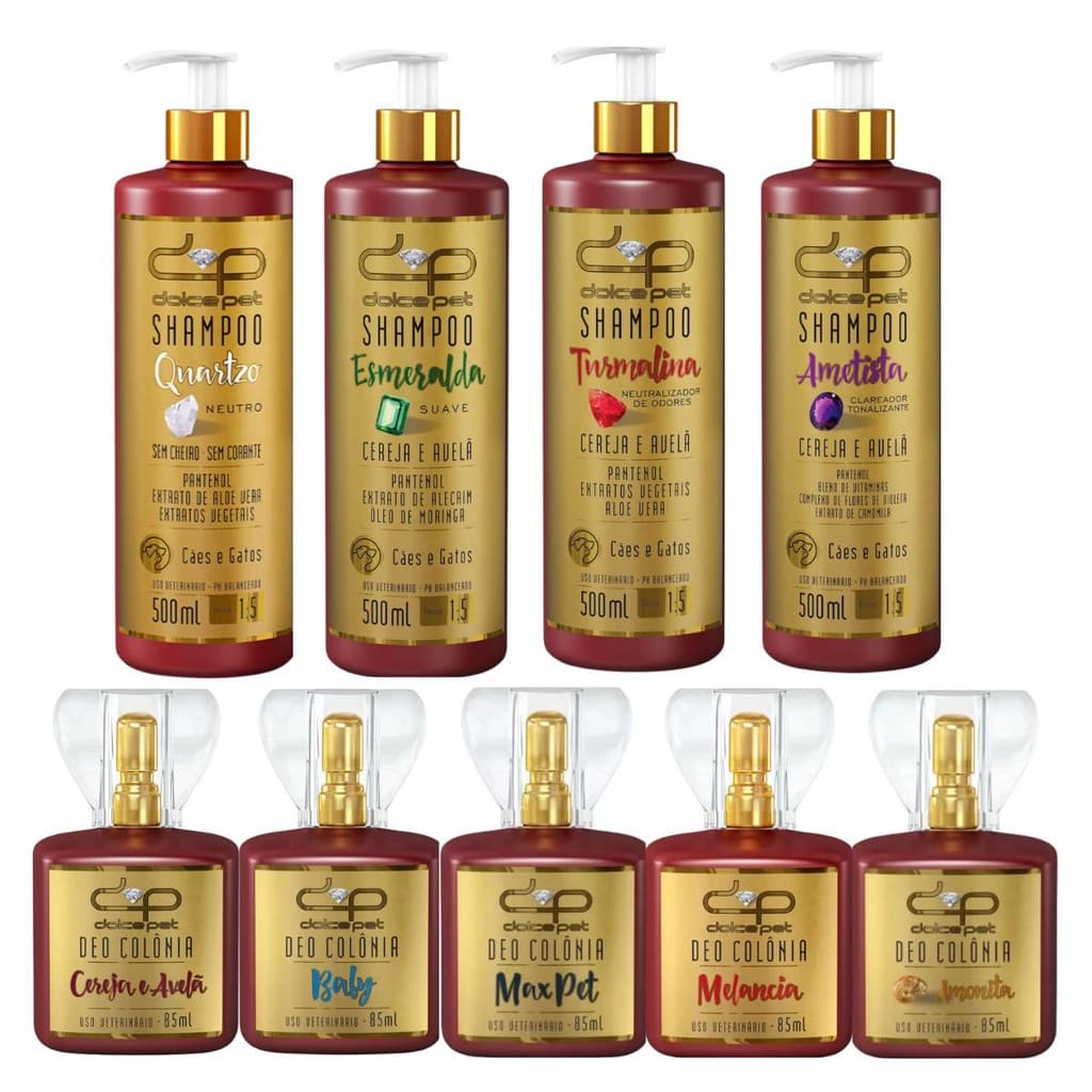 Kit Banho Pet Dolce Pet Shampoo 500ml e Perfume 85ml para Cães e Gatos - 20 Variações