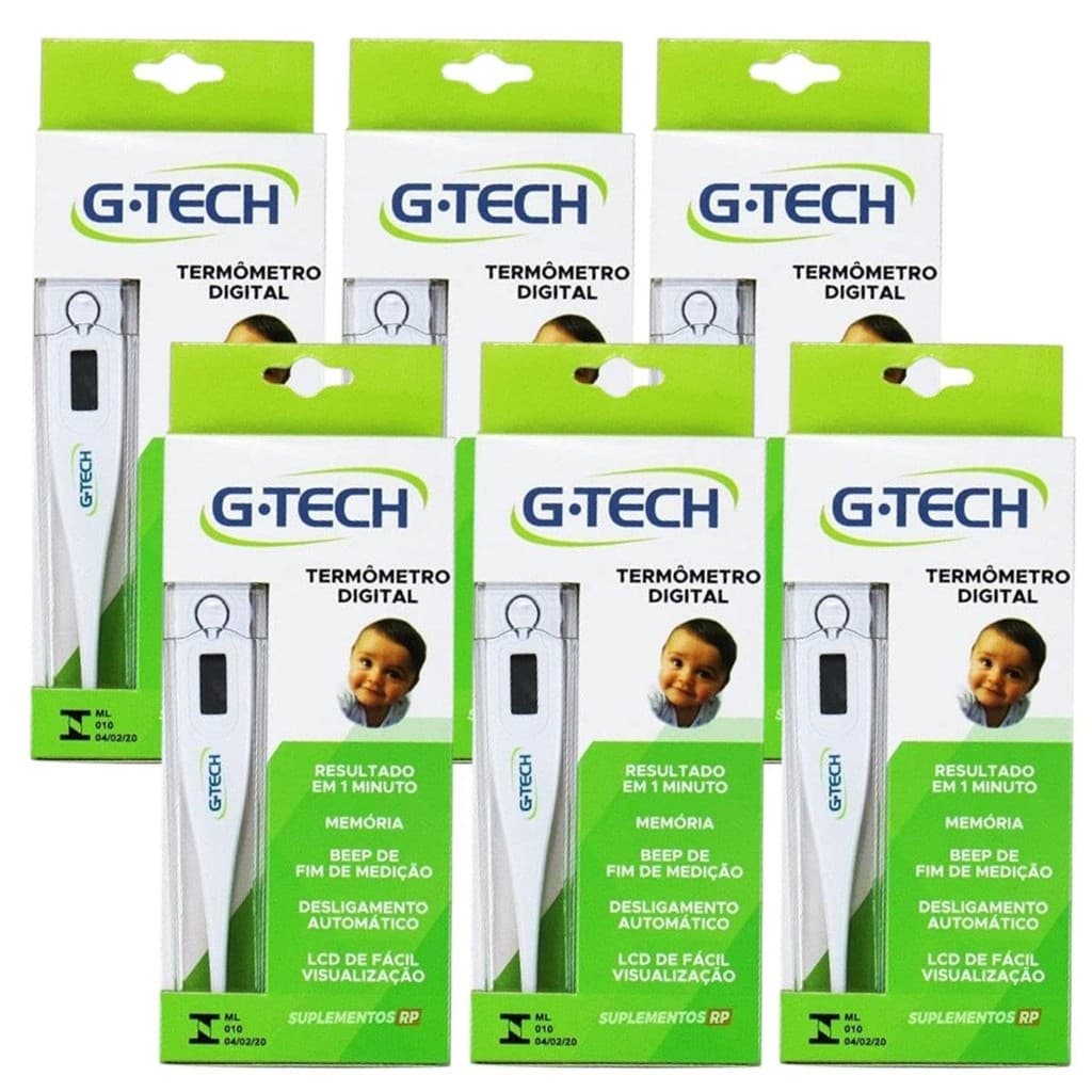 Kit G-Tech Termômetro Digital TH1027 Branco Com 6 Unidades