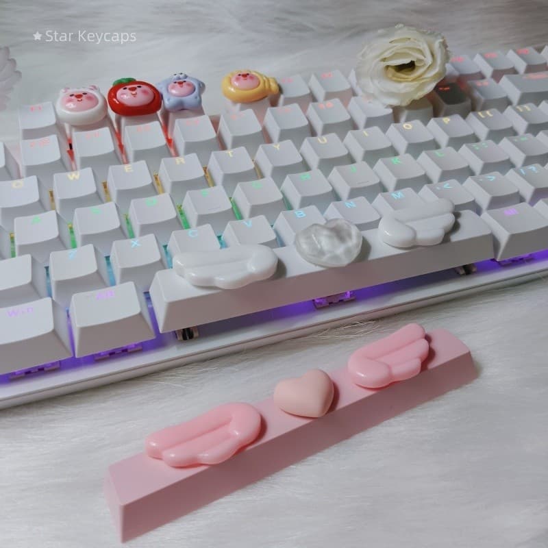 Diy Asas De Anjo Keycap 6.25u Barra De Espaço Keycaps Para Perfil Cereja Teclado Mecânico Decoração Tampas Acessórios