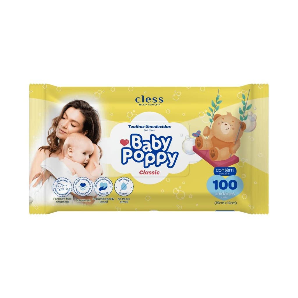 Baby Poppy Toalhas Umedecidas Classic 100 unidades