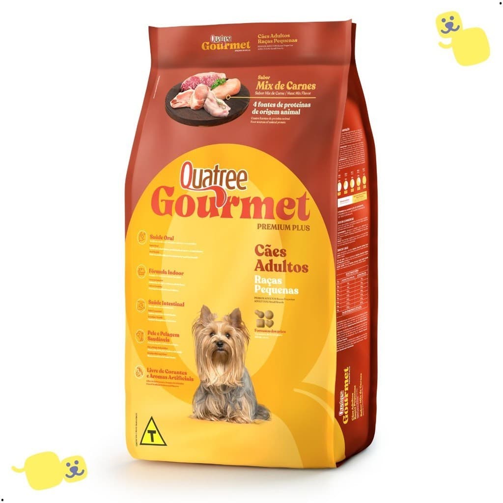 Ração Quatree Gourmet Ração Quatree Raças Pequenas Ração para Cachorro Mix Carnes Ração Quatree 3kg