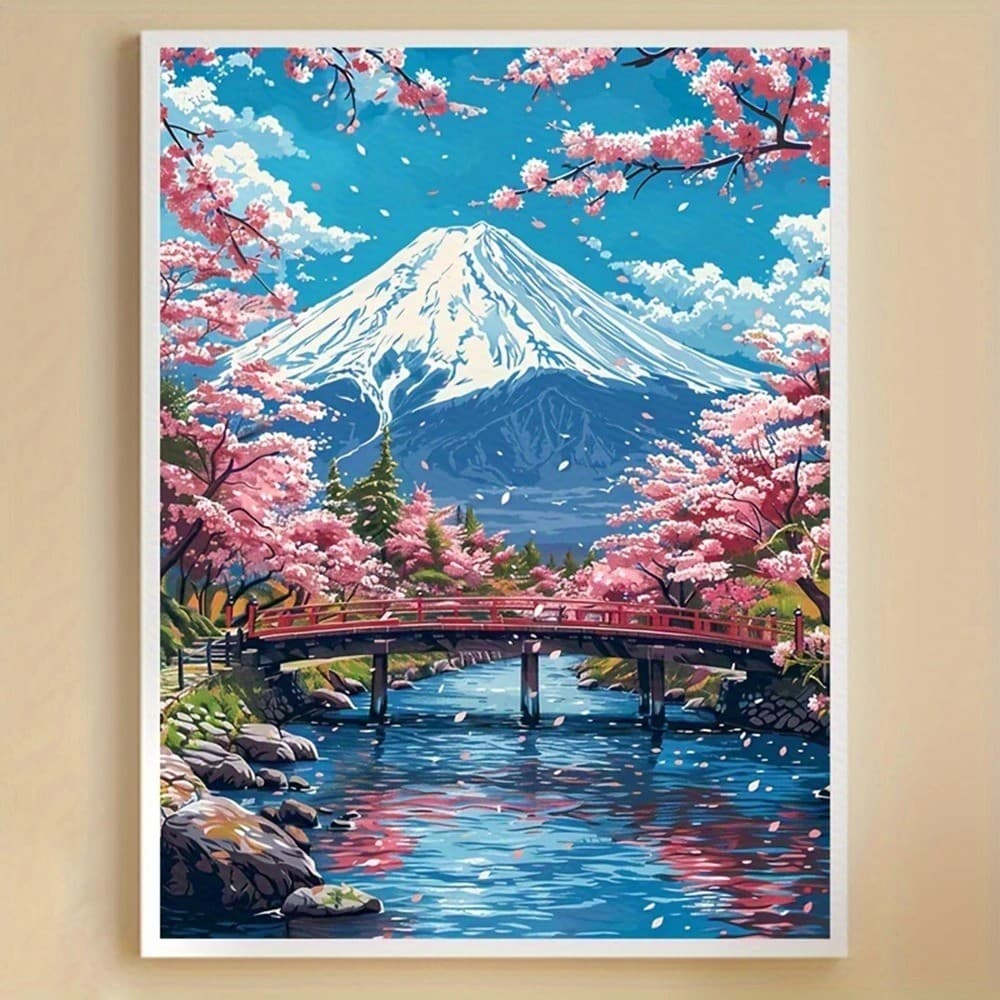 Um Conjunto Linda Visualização Do Mt . Fuji Padrão Kit De Pintura Diamante , DIY 5D Mosaico Em Tela Fazendo Artesanato P