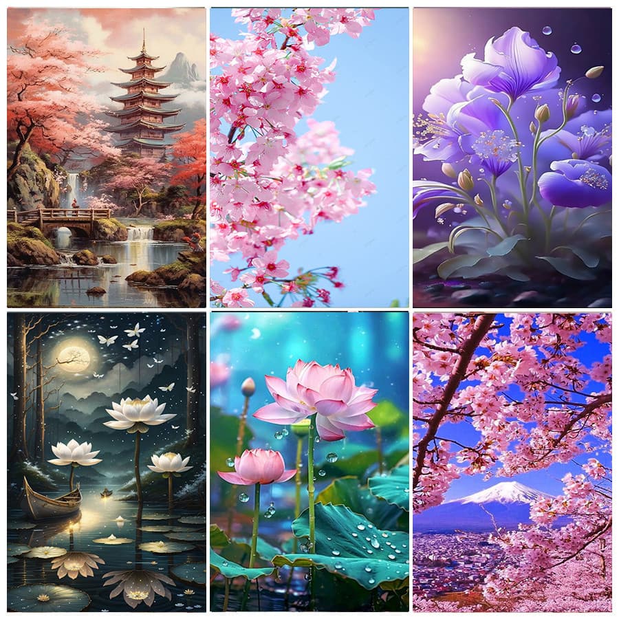 Quadros Paisagísticos De Pintura Com Diamantes DIY 5D , Conjunto Completo De Arte Em Strass Acrílico Diamantado Quadrado/Redondo , Artesanato Mosaico , Relaxamento E Lazer , Decorações Adesivos De Parede