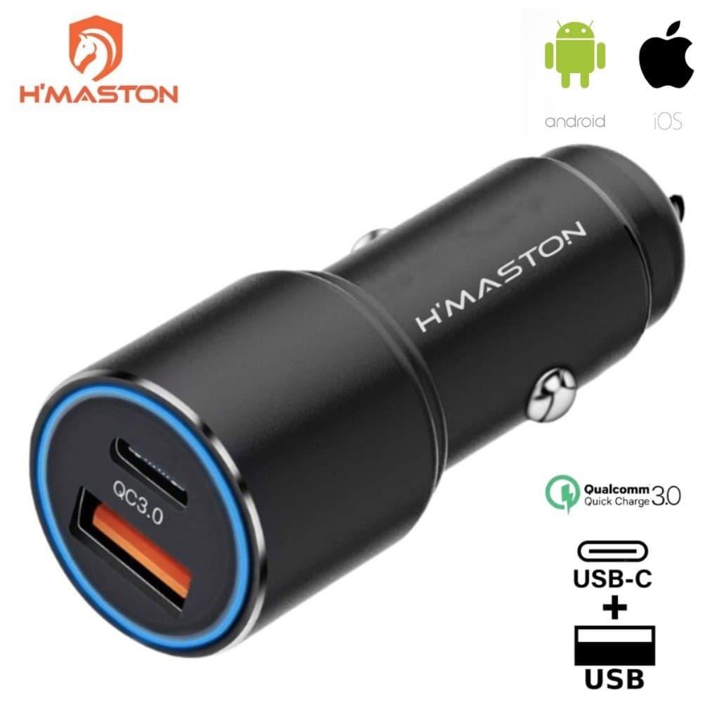 Carregador Veicular 67.5W Turbo TIPO C + USB Turbo Carregamento rápido/Universal H’MASTON Original
