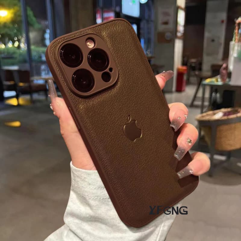 Capa Luxuosa De Couro Com Textura À Prova De Choque Para iPhone 16 15 14 13 12 17 Pro Max Macia De Proteção Total