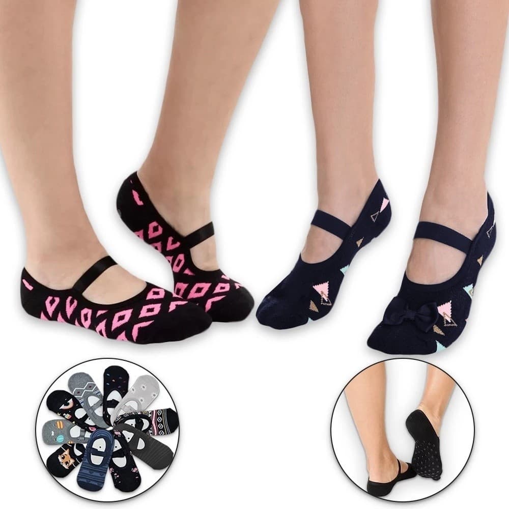 3pares,  2 pares ou 1 Pares de Meia Sapatilha Pilate Fitness Yoga Antiderrapante Adulto Feminina