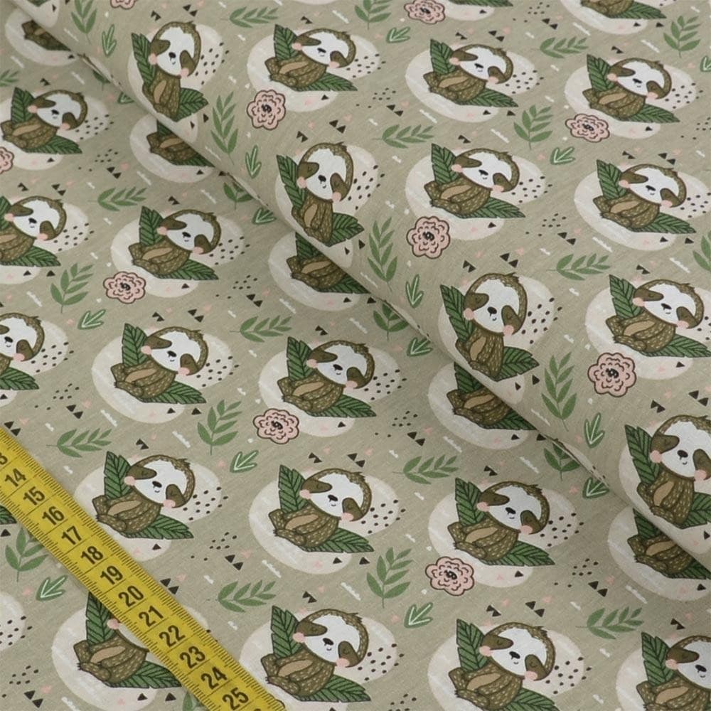 Tecido Estampado para Patchwork - Bicho Preguiça 7134 (0,50x1,40)