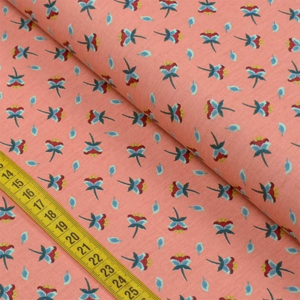 Tecido Estampado para Patchwork - Caleidoscópio: Mini Flores Rose (0,50x1,40)