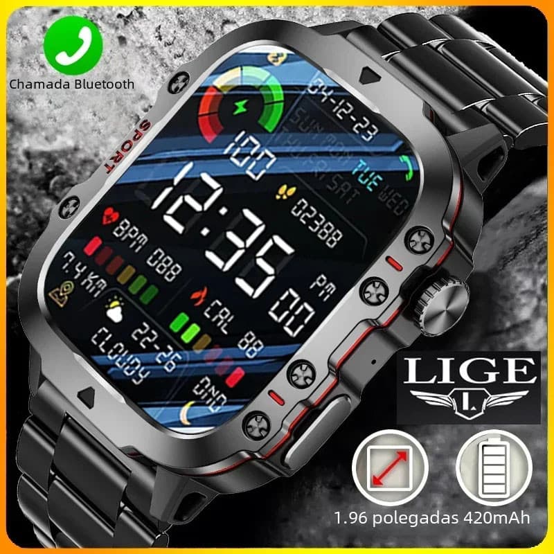 Lige Sports Watch Masculino SmartWatch À Prova D'água Bluetooth Monitoramento De Saúde Relógio Inteligente Ao Ar Livre