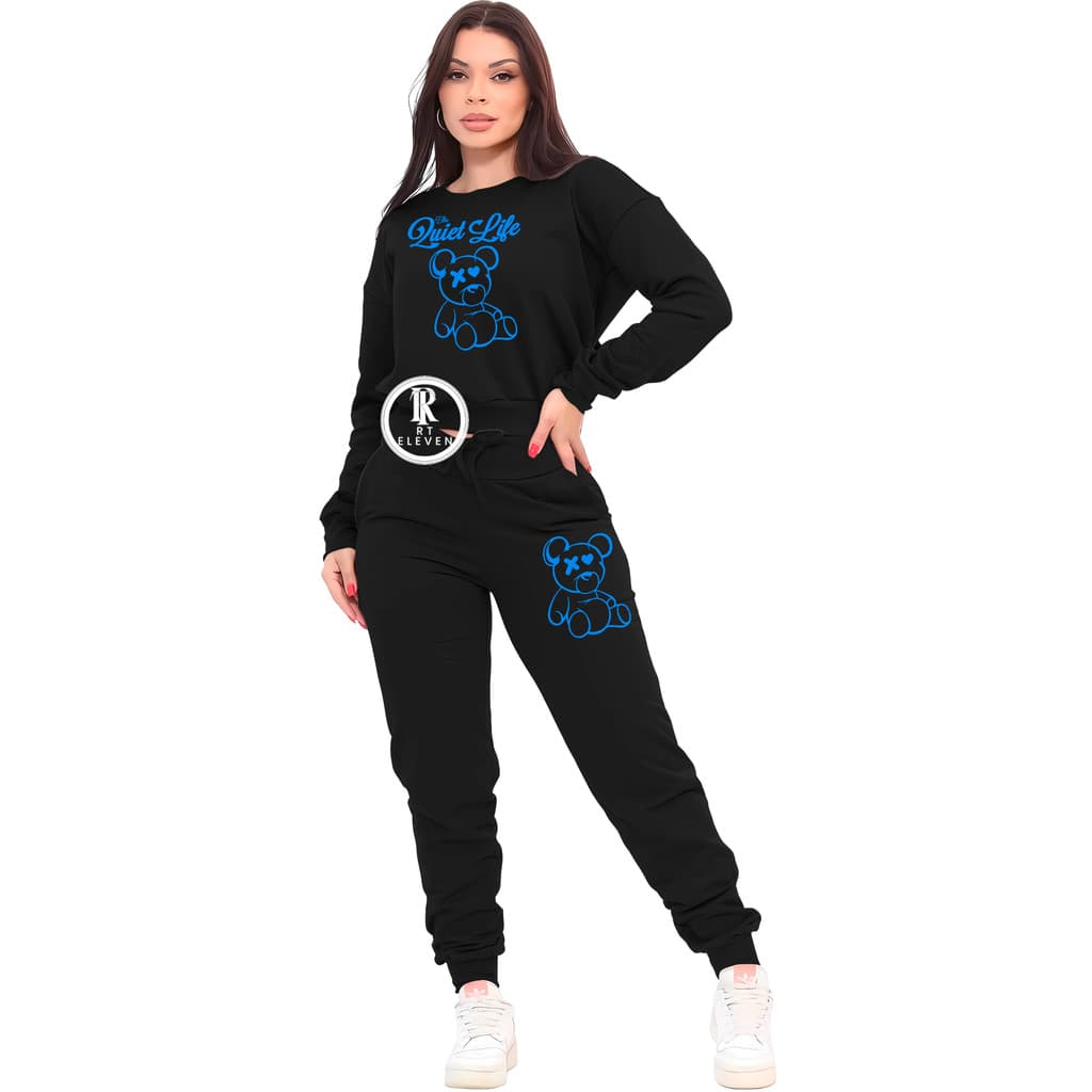 Conjunto Moletom Feminino Ursinho The Quiet Life Conjunto Kit Gola Careca  Blusa De Frio+ Calça Moletom Diversas Cores