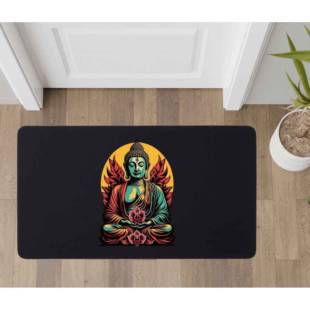 Tapete de Entrada para Quarto Casa Porta Sala Antiderrapante Buda Namaste Budismo