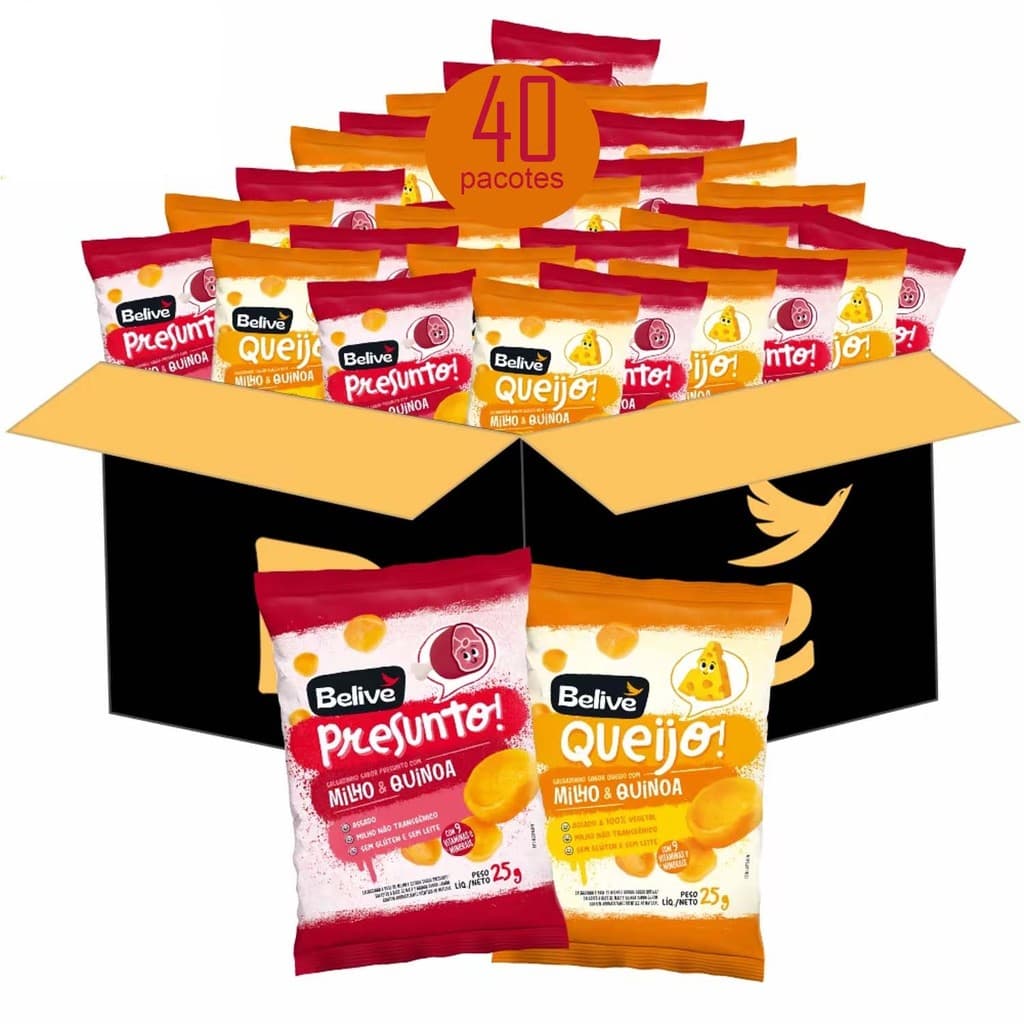Kit Lanche Escolar Salgadinho Saudável BELIVE (40 pacotes)