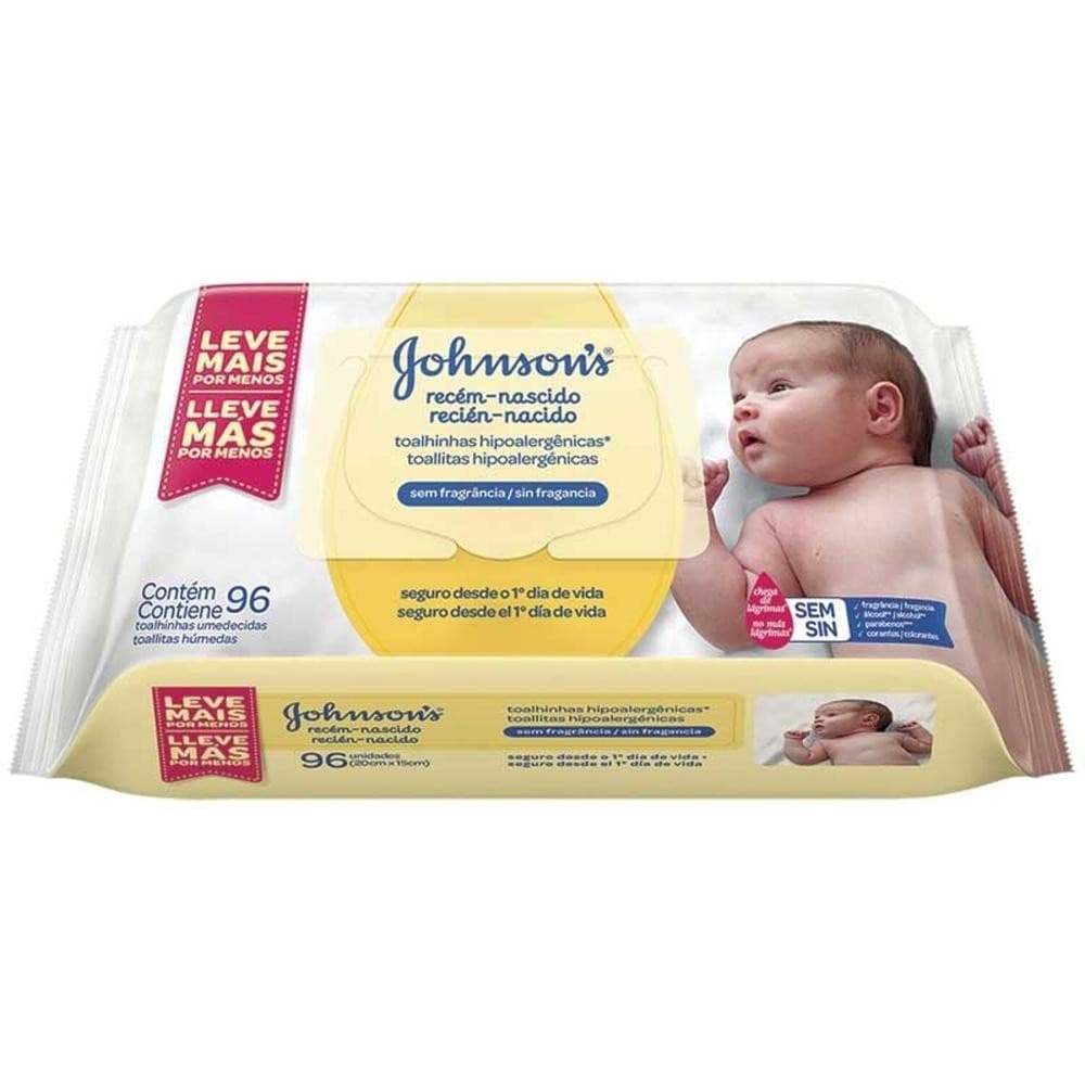 Lencos Umedecidos Johnson's Baby Recem Nascido 96 Unidades