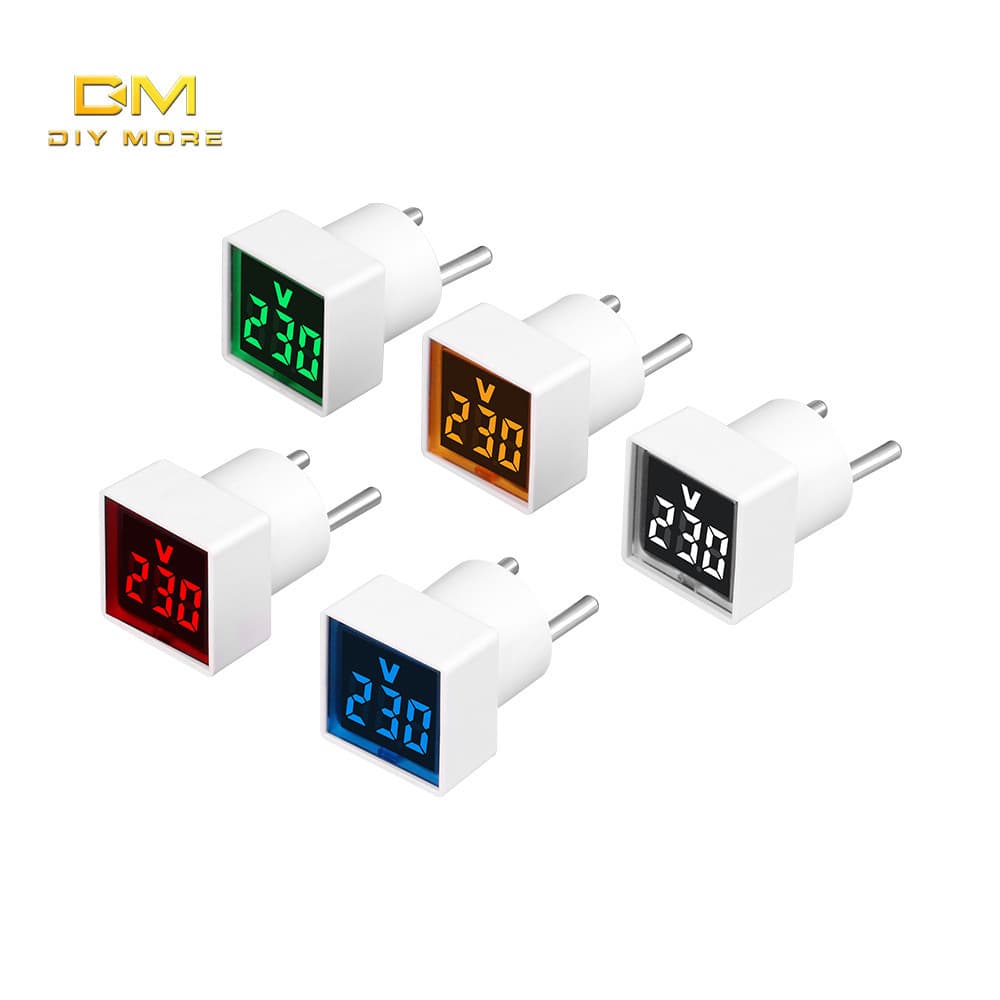 DIYMORE AC 220V 30MM Conector Quadrado Ue LED Digital Voltímetro Indicador De Linha De Energia Monitor De Teste De Tensão 50 ~ 500V