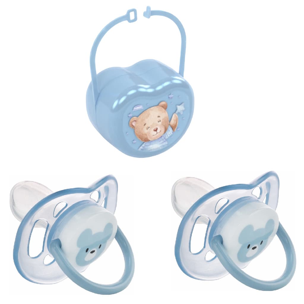 Kit 2 Chupetas E Porta Chupeta Para Bebê Infantil