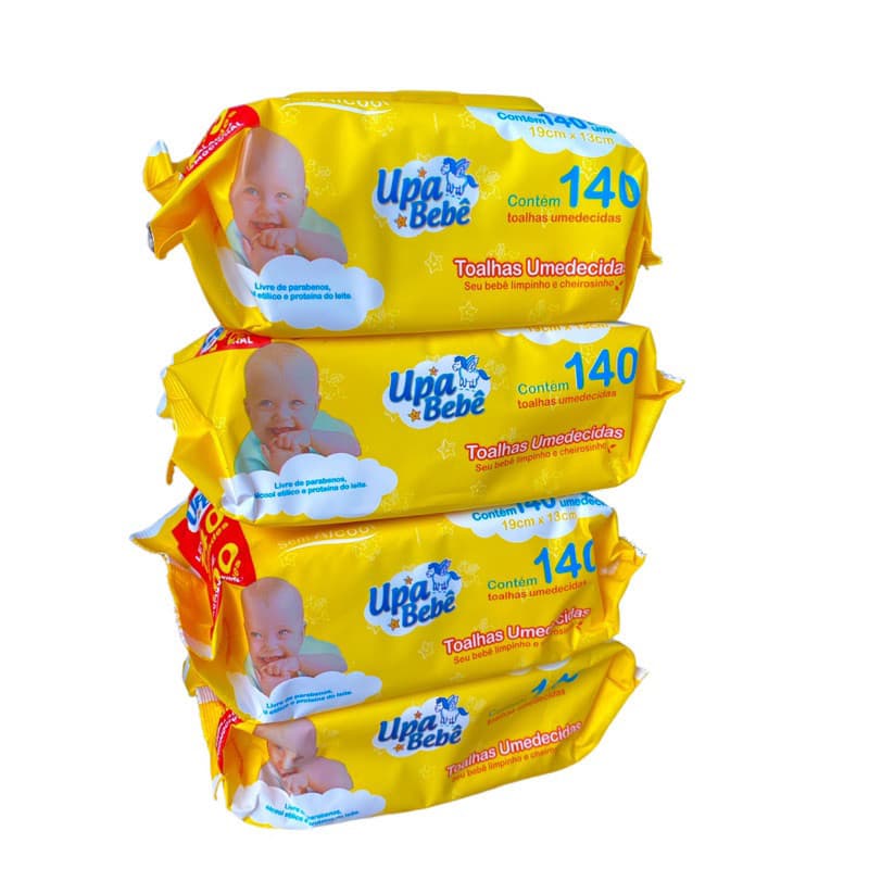 Kit 560 Toalha umedecida Upa bebê Lenço Umedecido baby (4 pacotes 140 cada)