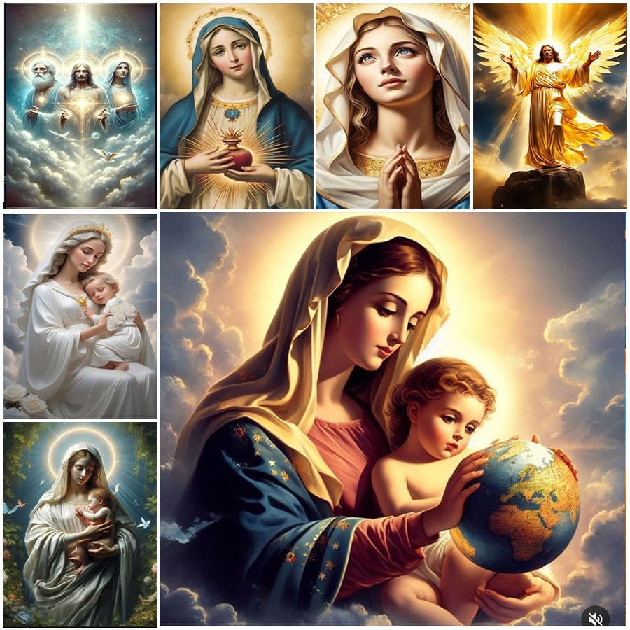 Pintura Com Diamante 5D Bordado Religioso Série Virgem Maria-Produção De Artesanato Dinossauro De Decoração De Parede E Lazer Relaxamento