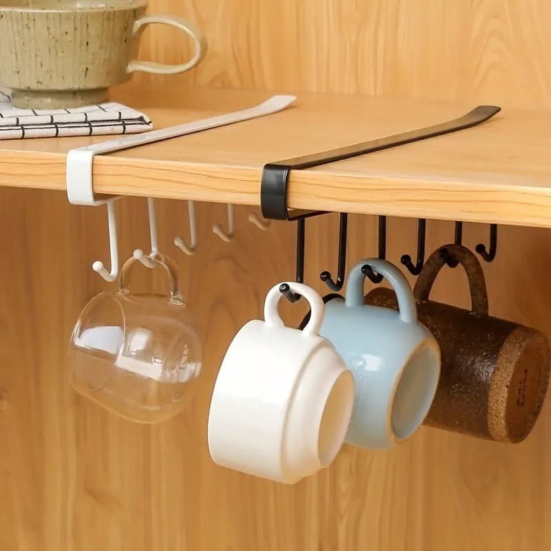 Porta Xicaras Canecas Utensílios Metal Suspenso Organizador Multiuso Para Pendurar Armário Sem Furos
