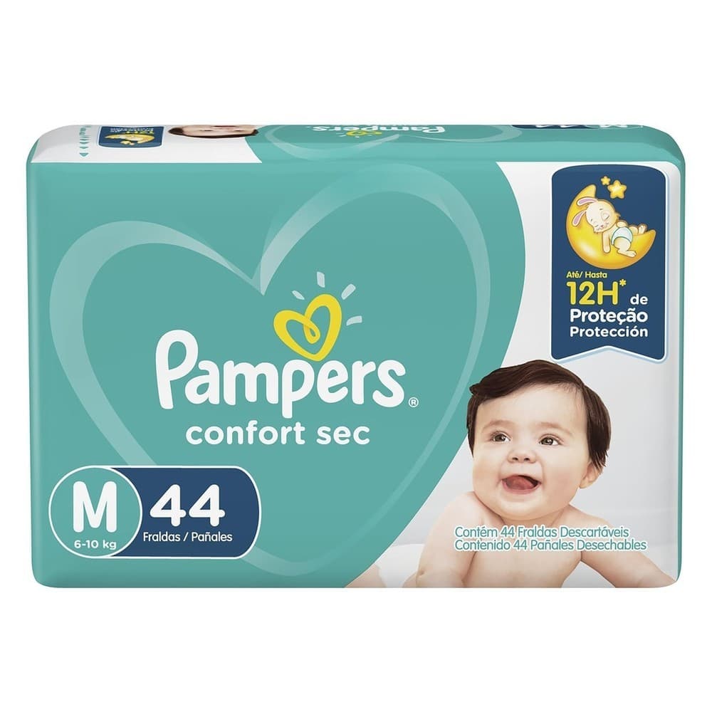 Fralda Infantil Pampers Confort Sec Mega M 44 Unidades