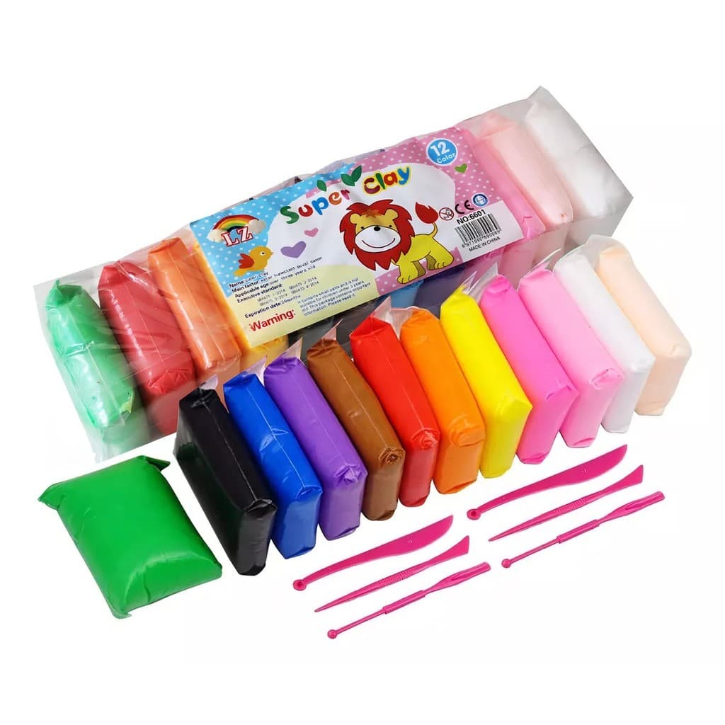 12~36 Massinha Pula Pula Argila de E.V.A Super leve Colorida + 3 Ferramentas Brinquedos Educativos