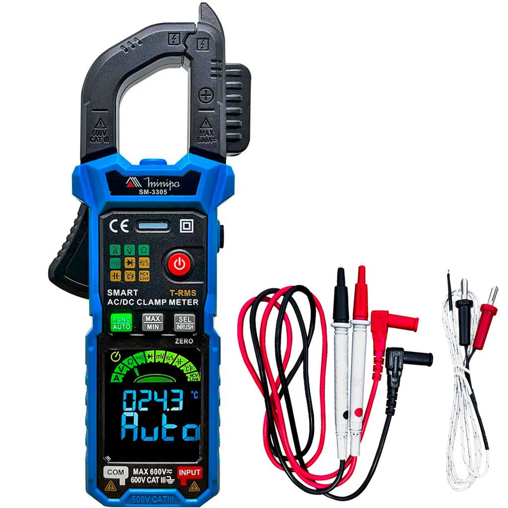 Alicate Amperímetro Digital Smart MINIPA SM-3305 TRUE RMS 400A CAT III 600V com Estojo
