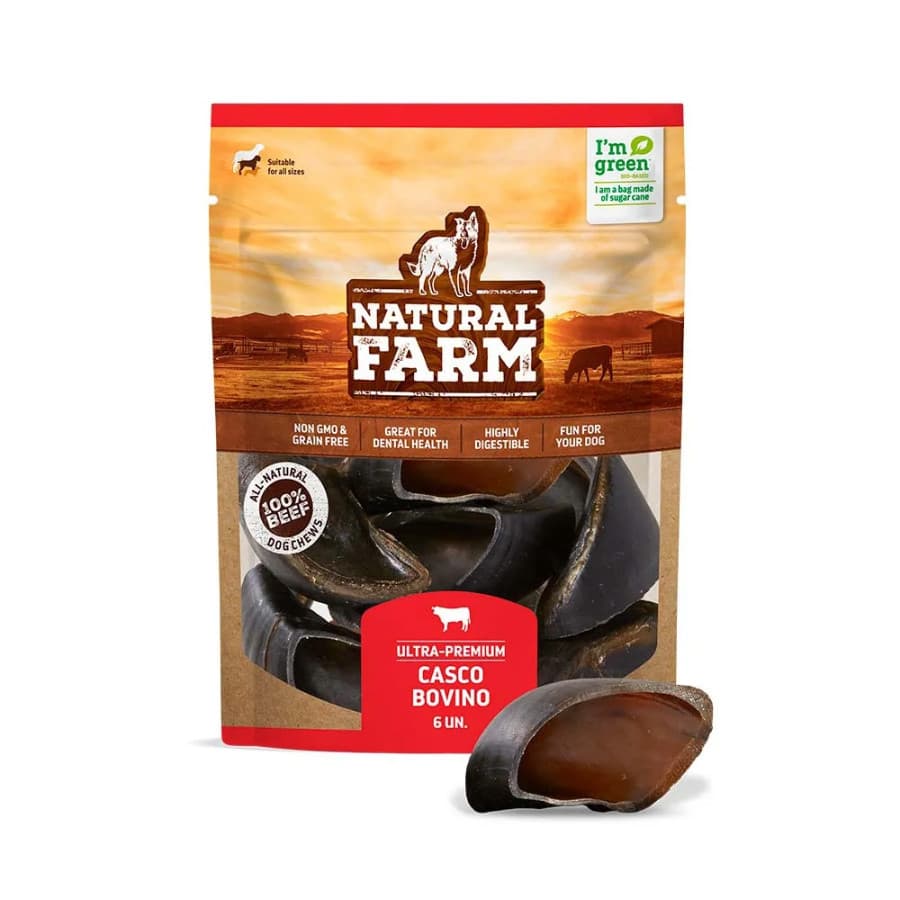 Mordedor Natural para Cães - Casco Bovino com 6 Unidades - Natural Farm