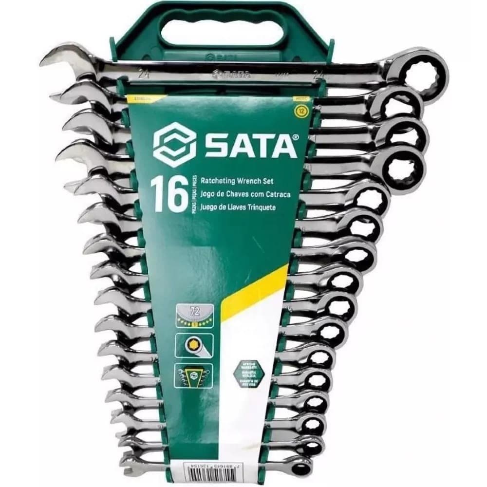 Jogo De Chaves Combinada Catraca 8 A 24mm 16 Pçs Sata