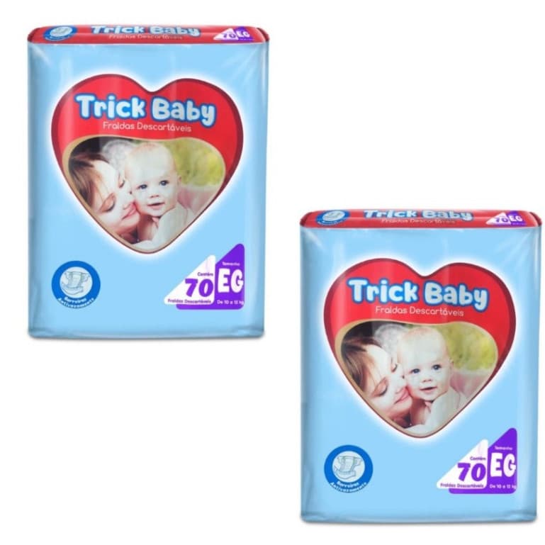 Kit 2 Pacotes Fralda Descartável Trik Baby Tamanho XG 140  Unidades Total