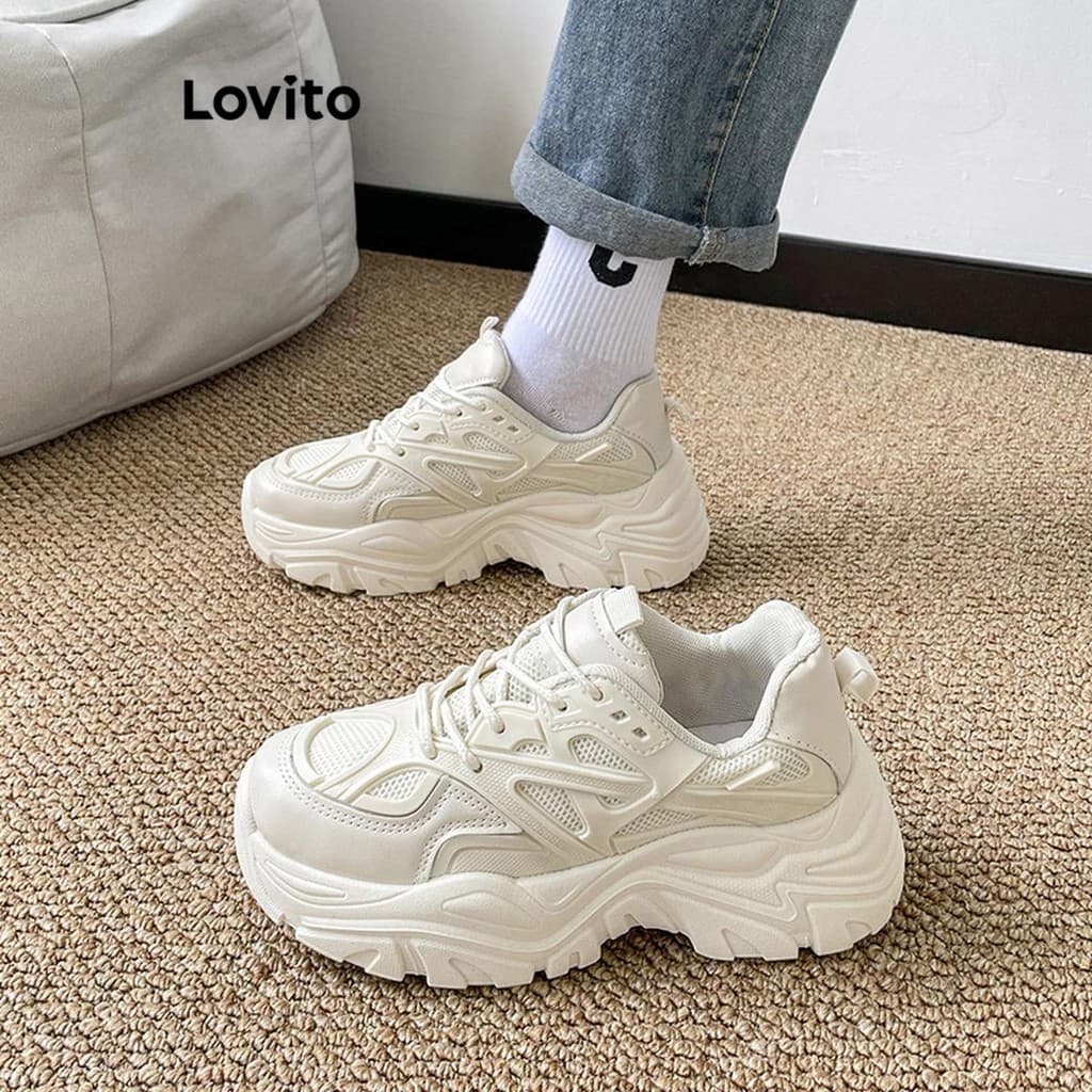 Tênis Esportivos Simples Leite Chá Cor Estilo Explodir A Tendência Da Rua Pai Sapatos Tênis Para Mulher LFA60368