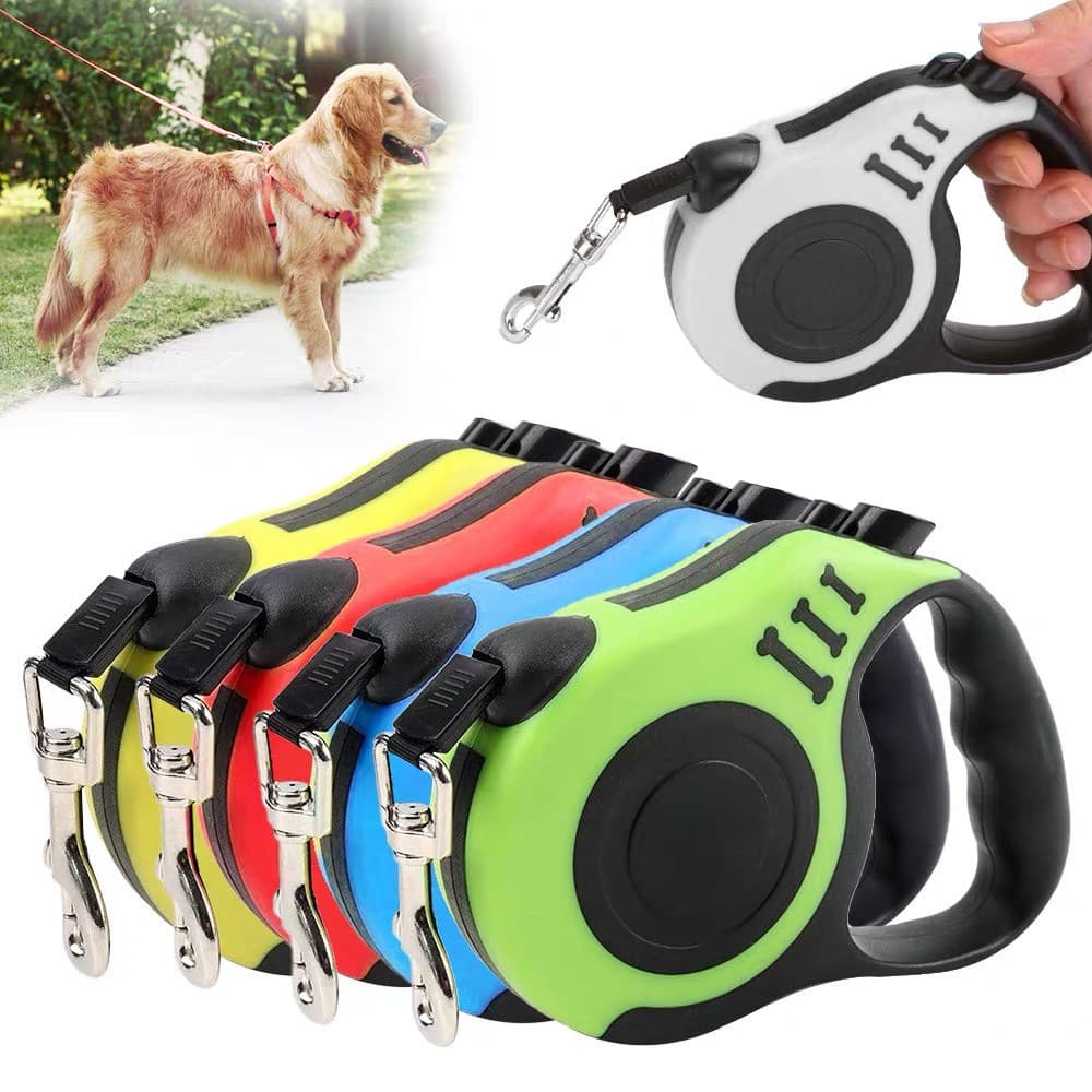 Coleira Guia Retrátil 5 Metros Pets Cachorro Cães Gatos Resistente Com Trava Até 11.33kg